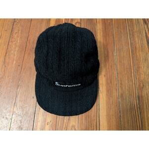 Supreme Fitted Black Cable Knit Hat Size Small Medium in good condition.